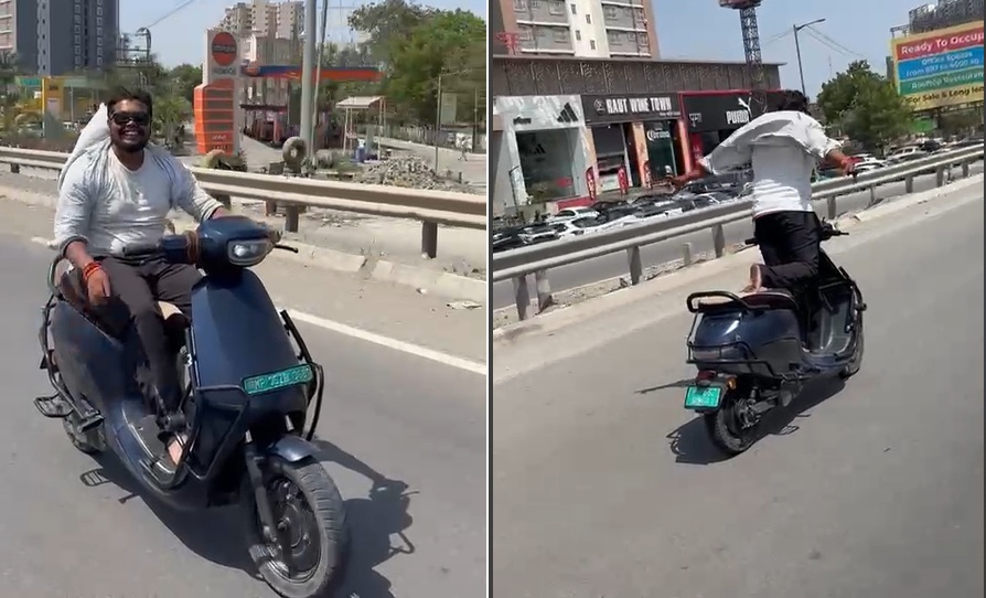 Bike stunt on Pune highway
