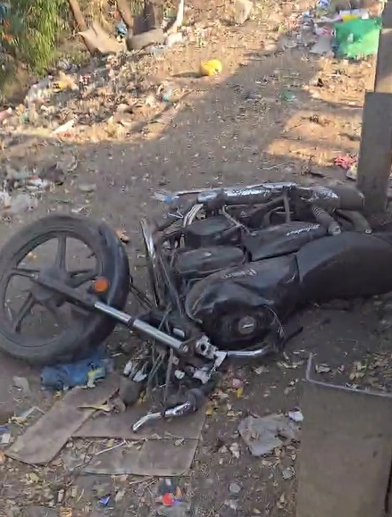 Damaged bike after accident