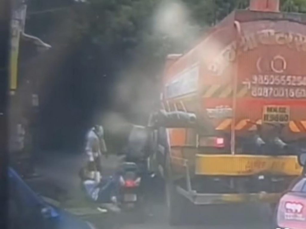 Woman, Child Thrown Off Bike After Tanker Collision