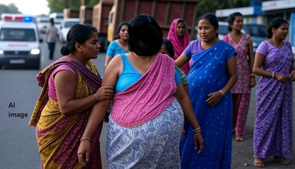 Woman Delivers Baby on Roadside Amid Traffic Jam