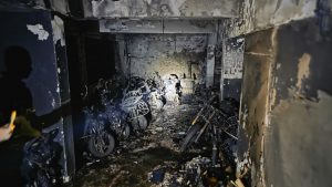 60 Two-Wheelers Gutted in Major Fire at TVS Service Centre on Bundgarden Road