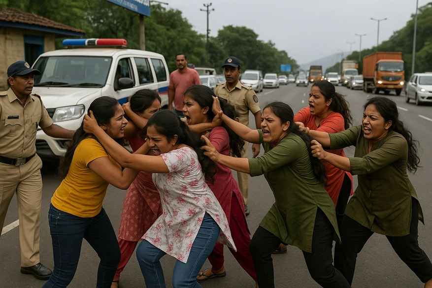 Group of Women Fight
