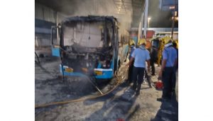 PMPML Bus Catches Fire at Narveer Tanaji Wadi Depot