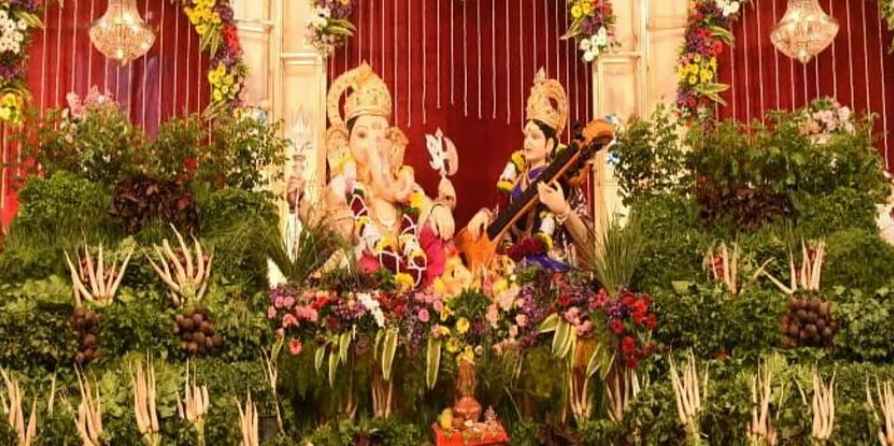 Lord Ganesha Decorated with 22 Vegetable Varieties in Pune