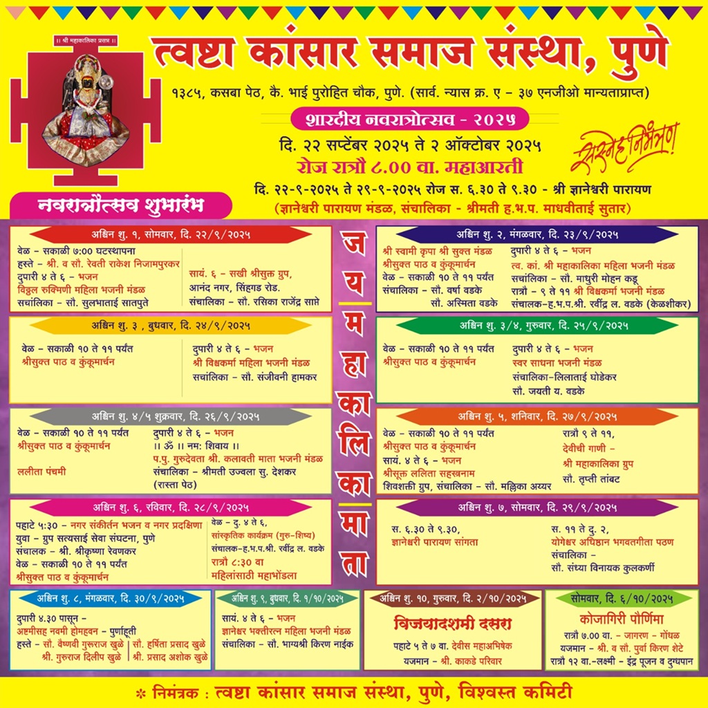 Twashta navratri schedule