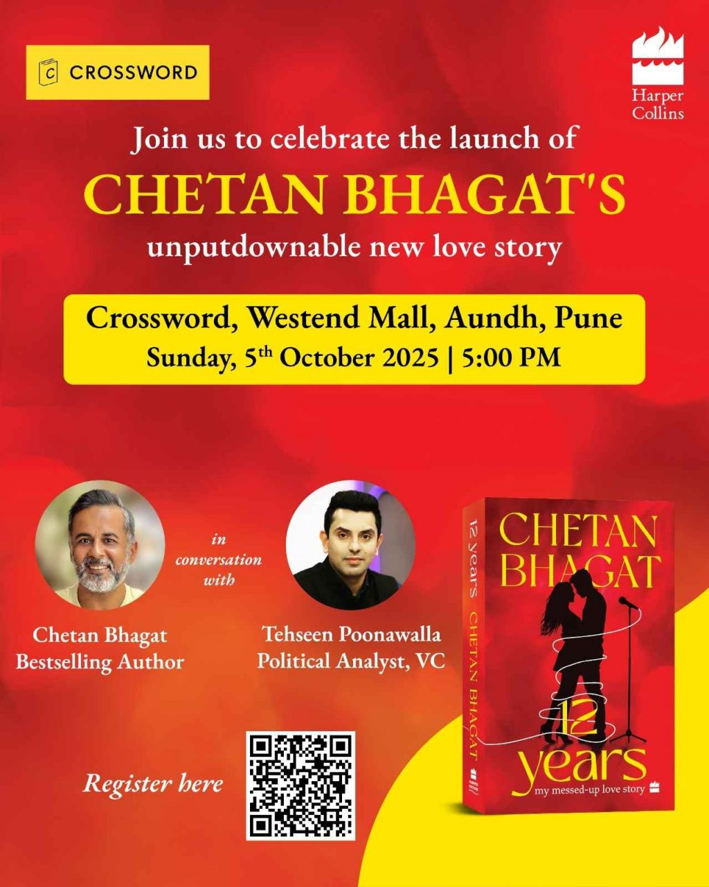 Tehseen Poonawalla to Launch Chetan Bhagat’s New Romance Novel in Pune