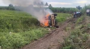 forest dept vehicle set on fire