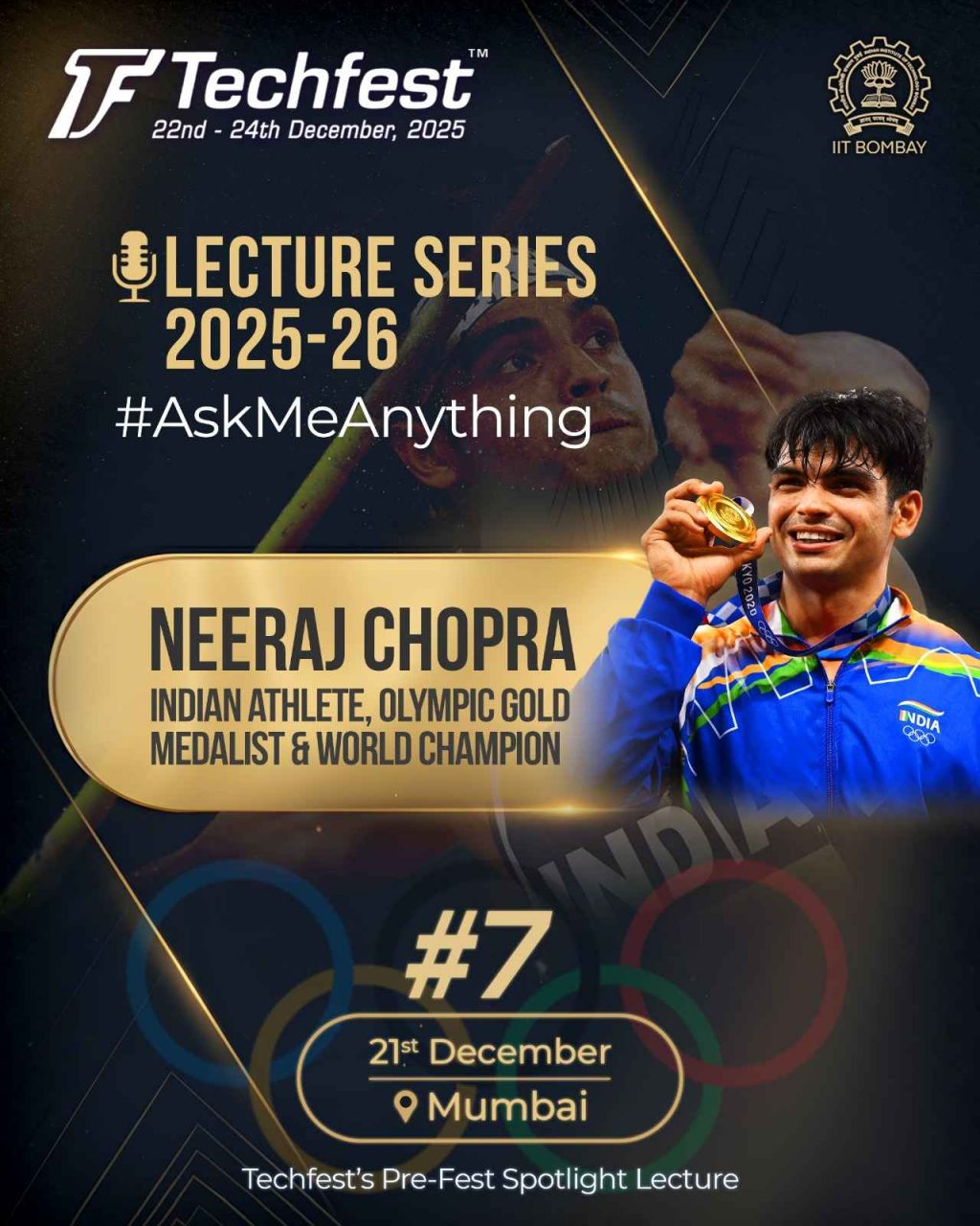 Neeraj Chopra to Address Techfest IIT Bombay