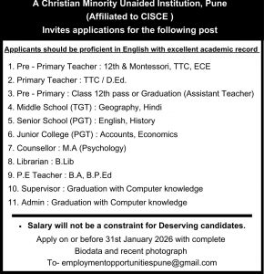 Camp-Based CISCE School Invites Applications for Teaching, Admin Posts