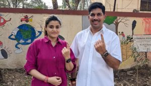 Entrepreneur Punit Balan Casts Vote with Wife Janhvi