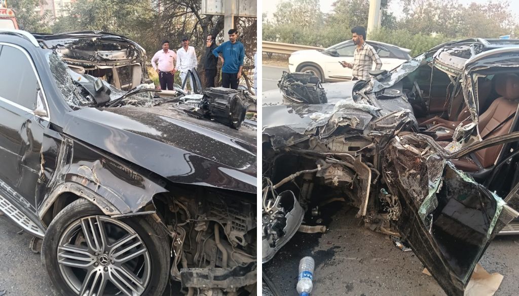 Speeding Mercedes Crashes Into Parked Container on Mumbai–Pune Expressway, 4 Injured