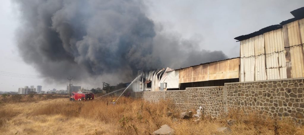 Six Fire Tenders Deployed After Blaze Engulfs Warehouse on Lohegaon–Wagholi Road