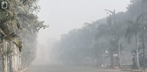 Smoke filled MIT Campus in Loni Kalbhor