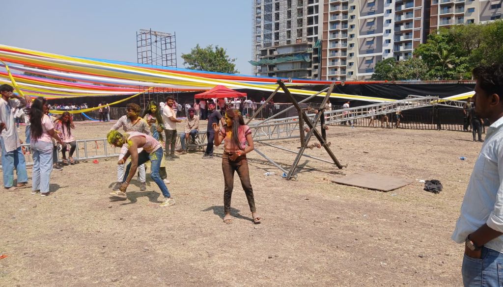 Iron Girder Falls at Royal Palms Koregaon Park During Holi Celebration