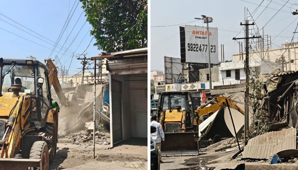 PMC removes unauthorised structures in Karvenagar