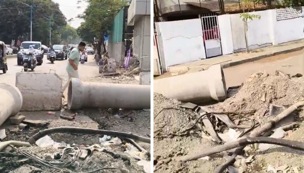 Unsafe Excavation on Koregaon Park Road Raises Serious Safety Concerns