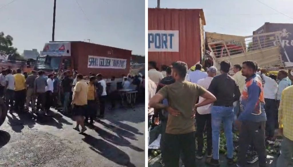 Container Truck Rams Pickup Near Navale Bridge