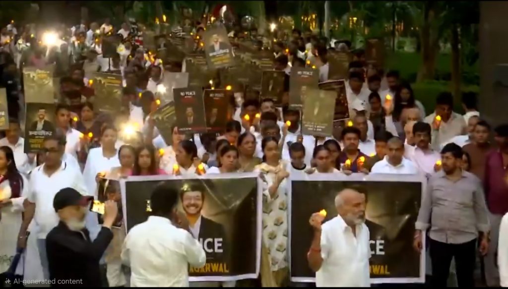 Hundreds Join Candlelight March at Pune's Lodha Belmondo Township