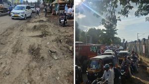 PMC Stormwater Drainage Work Leaves Handewadi Road Choked with Traffic, Potholes