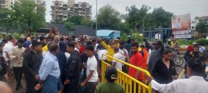 Flood-Hit Gharkul Residents Block Road in Chikhali over Recurring Waterlogging