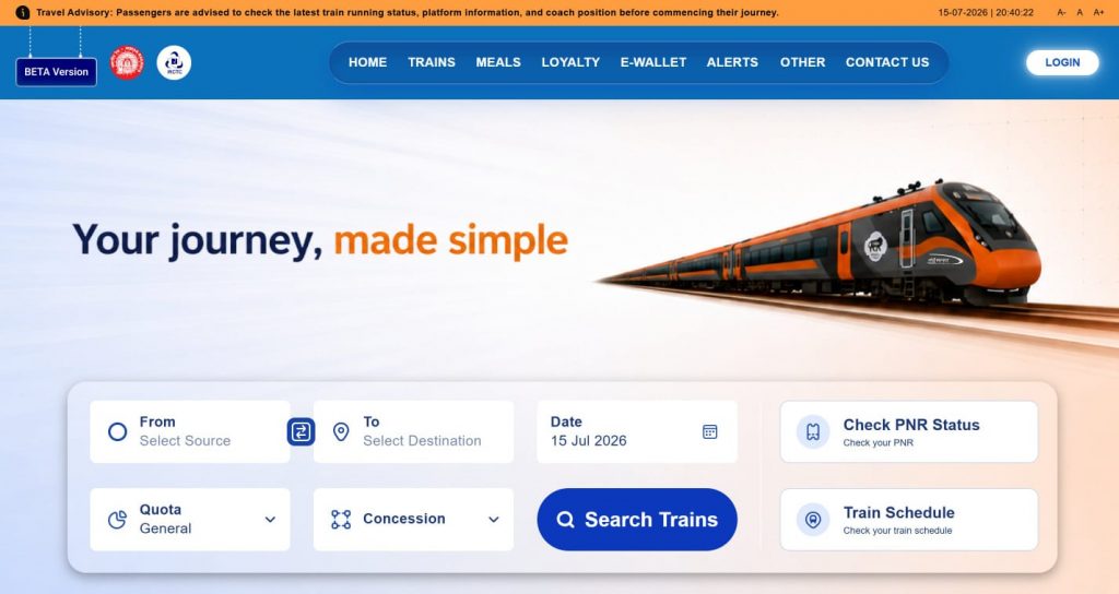 IRCTC Launches Beta Version of New Ticket Booking Website