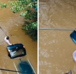 Pune Floods: Man Stands in Rising Floodwaters to Protect Car, Viral Video Sparks Debate