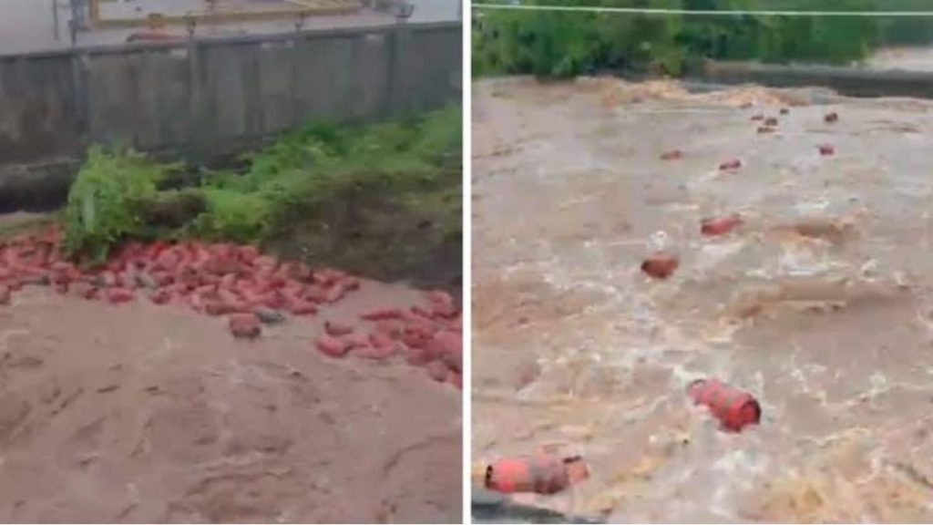 Nearly 3,000 LPG Cylinders Washed Into Patalganga River After HPCL Plant Breach