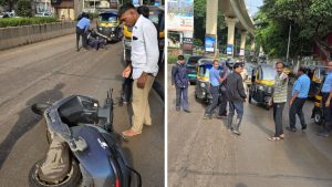 10-15 Vehicles Skid After Mud and Oil Spill on Road Near RTO Chowk in Pune
