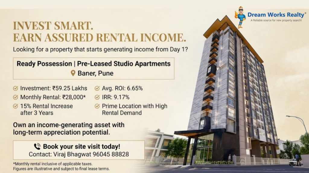 Baner Pre-Leased Studio Apartments Priced at Rs 59.25 Lakh