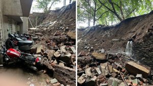 Massive Boundary Wall Collapses at Bharati Hospital in Katraj