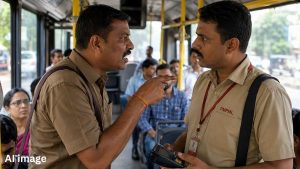 PMPML Contract Bus Conductor Threatens Ticket Checker During Inspection