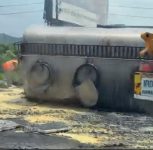 Pune: Palm Oil Tanker Overturns and Catches Fire on Mumbai-Pune Expressway, Driver Rescued
