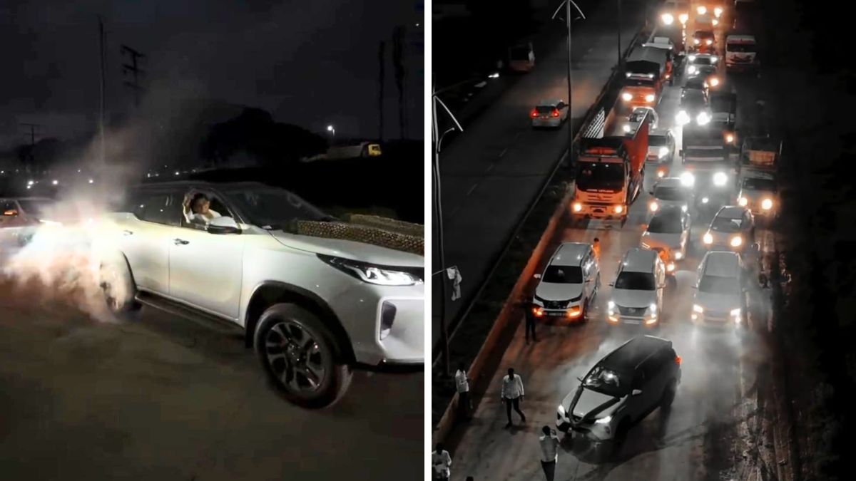Fortuner Driver Blocks Road in Chakan
