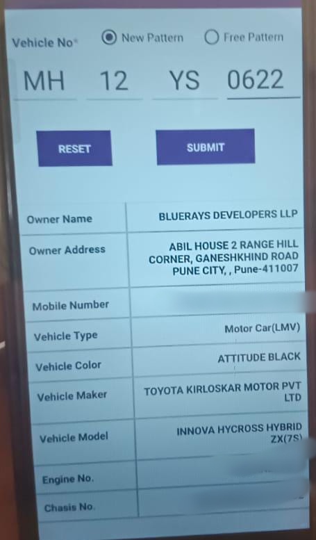 Vehicle Details of Pashan Road accident