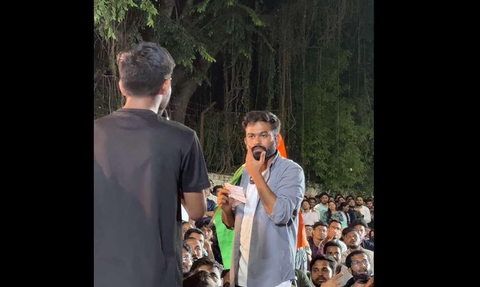 Abhijit Dipke at MPSC students protest in Pune