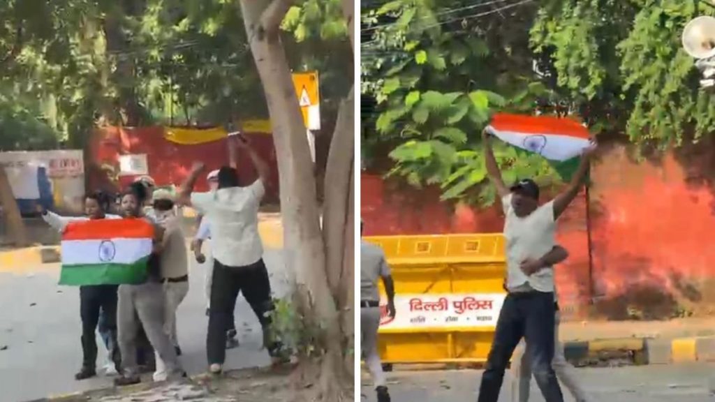 Cockroach Janata Party Volunteers Hoist Tricolour at Jantar Mantar
