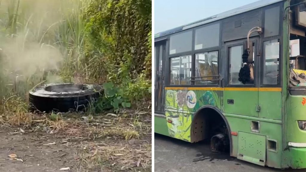 PMPML Bus Tyre Comes Off Mid-Journey in Bhor