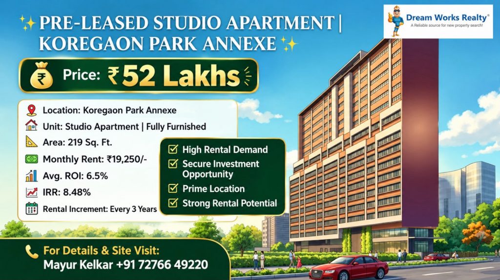 Pre-Leased Studio Apartment in Koregaon Park