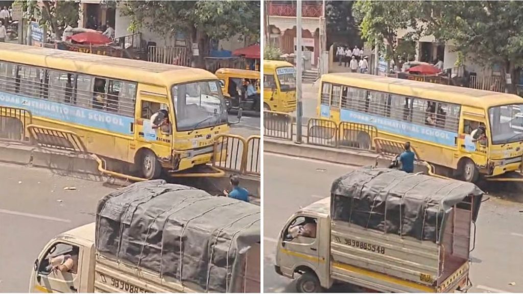 School Bus Hits Divider in Kalewadi After Driver Feels Dizzy