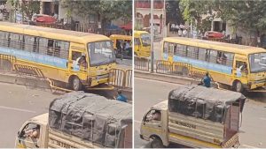 School Bus Hits Divider in Kalewadi After Driver Feels Dizzy